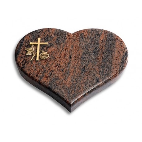 48 Grabstein Coeur/Twillight-Red (Bronze Kreuz 1)