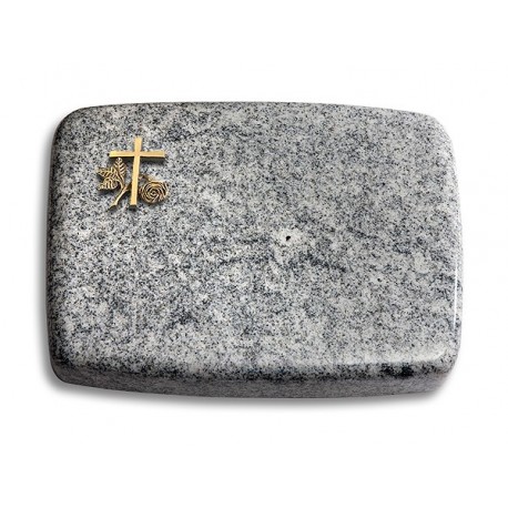 175 Grabstein Linea/Viskont White (Bronze Kreuz 1)