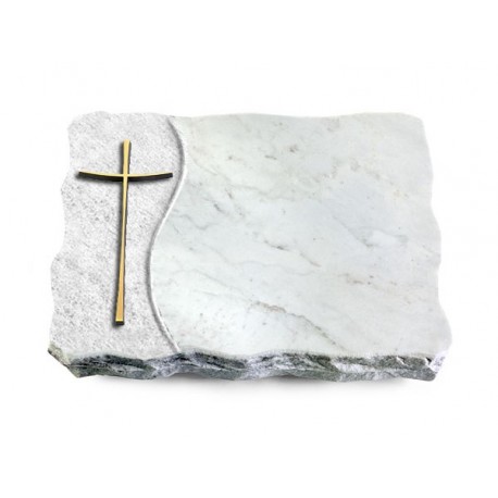 168 Grabplatte Wave/Marmor (Bronze Kreuz 2)