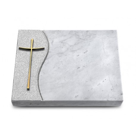 168 Grabtafel Wave/Marmor (Bronze Kreuz 2)